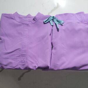 Figs Purple Scrub Set with Teal Accents